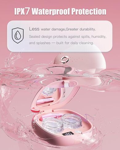 Vastsoon Ultrasonic Contact Lens Cleaner Machine – Portable, Rechargeable Cleaning Kit with 4 Contact Lens Solution Cases, Applicator & Removal Tools – for Travel & Home Use (Pink) in Saudi Arabia
