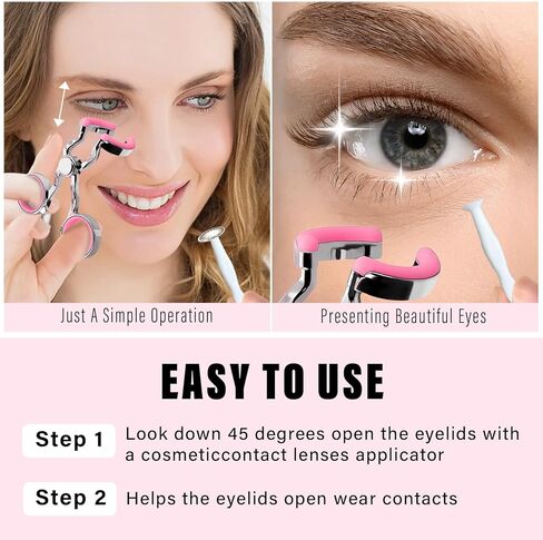 Contact Lens Applicator Tool, Gentle Suction Cup & Tweezer Set for Easy, Hygienic Insertion and Removal of Soft Contact Lenses, Elegant Rose Pink in Kuwait