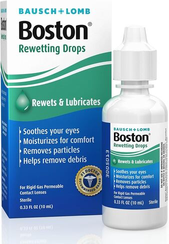 Boston Rewetting Drops for Rigid Gas Permeable (RGP) Lens, Moisturizes & Soothes Eyes, Removes Debris & Particles, Restores Tear Layer, 0.33 Fl Oz in Saudi Arabia
