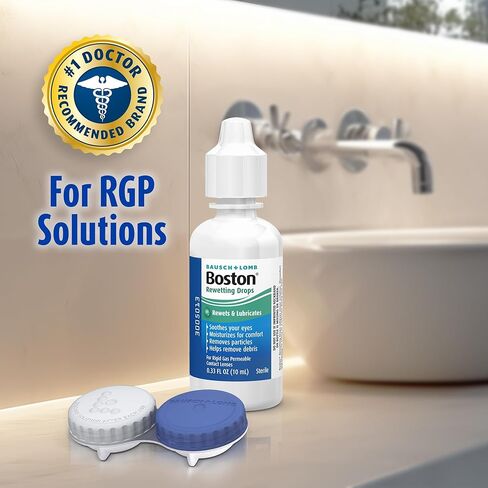 Boston Rewetting Drops for Rigid Gas Permeable (RGP) Lens, Moisturizes & Soothes Eyes, Removes Debris & Particles, Restores Tear Layer, 0.33 Fl Oz in Saudi Arabia