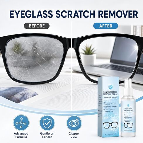 2026 Upgraded Eyeglass Scratch Remover Spray, Glasses Lens Scratch Remover and Cleaner for Eyeglasses, Sunglasses and Reading Glasses, Removes Scratches, Fingerprints, Oil and Dust (1PCS) in Kuwait