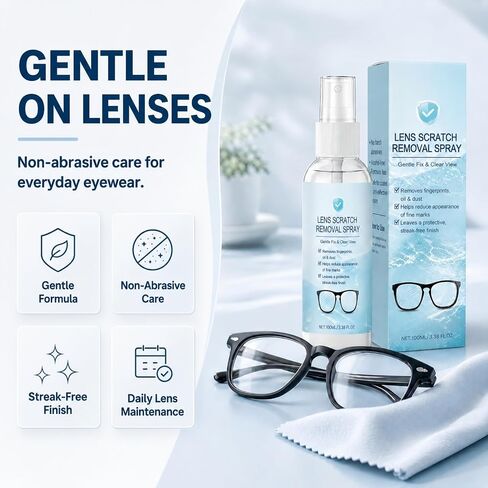 2026 Upgraded Eyeglass Scratch Remover Spray, Glasses Lens Scratch Remover and Cleaner for Eyeglasses, Sunglasses and Reading Glasses, Removes Scratches, Fingerprints, Oil and Dust (1PCS) in Kuwait