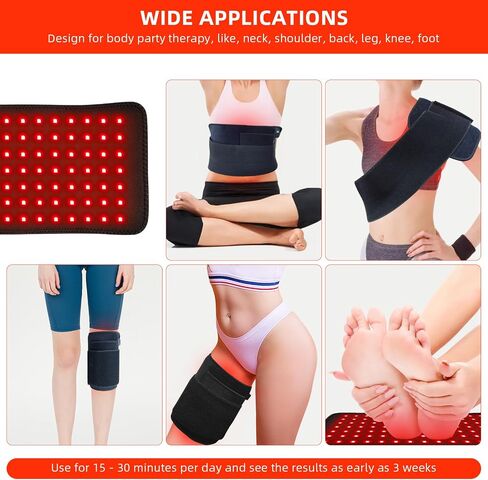 Red Light Therapy Pad for Body Back Knee Shoulder Hands Feet Portable 660nm 850nm Home Use 3 Chips in 1 Infrared Wrap Belt Gift for Women Men (Corded) in Kuwait