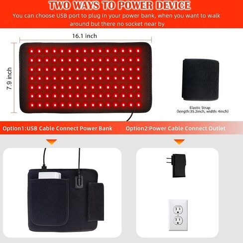 Red Light Therapy Pad for Body Back Knee Shoulder Hands Feet Portable 660nm 850nm Home Use 3 Chips in 1 Infrared Wrap Belt Gift for Women Men (Corded) in Kuwait