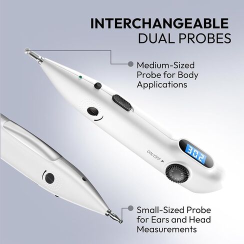 Electronic Acupuncture Meridian Pen - Electric Energy Acupoints Finder Stimulator Device with Adjustable Intensity - Rechargeable Digital Muscle Acupressure Point Massage Therapy Tool in Saudi Arabia