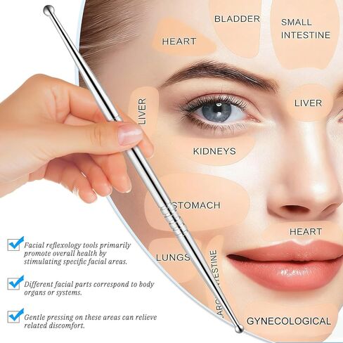 ideayard Facial Reflexology Tool, 3 Pieces/6 Sized Headed Stainless Steel Acupuncture Pen for Ear, Face & Body Acupressure, Massage, Deep Tissue Pain Relief & Muscle Relaxation in Saudi Arabia