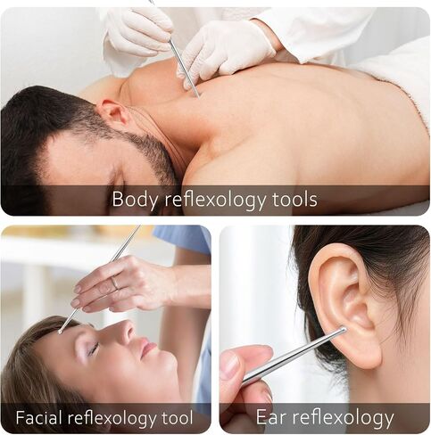 ideayard Facial Reflexology Tool, 3 Pieces/6 Sized Headed Stainless Steel Acupuncture Pen for Ear, Face & Body Acupressure, Massage, Deep Tissue Pain Relief & Muscle Relaxation in Saudi Arabia