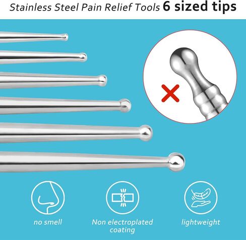 ideayard Facial Reflexology Tool, 3 Pieces/6 Sized Headed Stainless Steel Acupuncture Pen for Ear, Face & Body Acupressure, Massage, Deep Tissue Pain Relief & Muscle Relaxation in Saudi Arabia