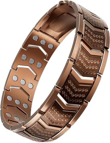 Copper Bracelet for Men,3X Magnetic,3800 Gauss,99.99% Pure Copper Magnetic Bracelets for Men, Power Balance,Shield Design,Gift Box Packaging With Adjustment Tool in Saudi Arabia