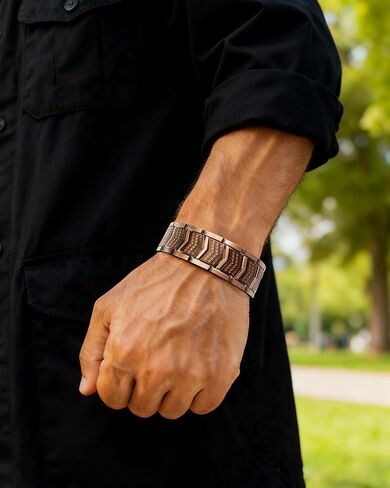 Copper Bracelet for Men,3X Magnetic,3800 Gauss,99.99% Pure Copper Magnetic Bracelets for Men, Power Balance,Shield Design,Gift Box Packaging With Adjustment Tool in Saudi Arabia