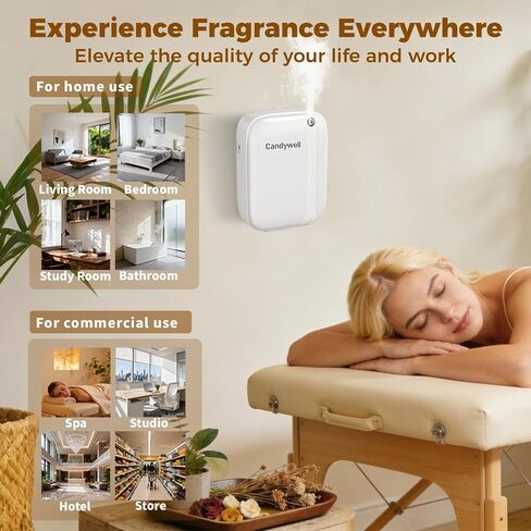 Waterless Scent Diffuser Starter Kit for Home & Hotel, Essential Oil Diffuser for Whole House, 3000 Sq Ft Coverage, Cold Air Diffuser for Wall-Mounted, Smart APP Control, 13.5 Fl Oz Large Capacity in Kuwait