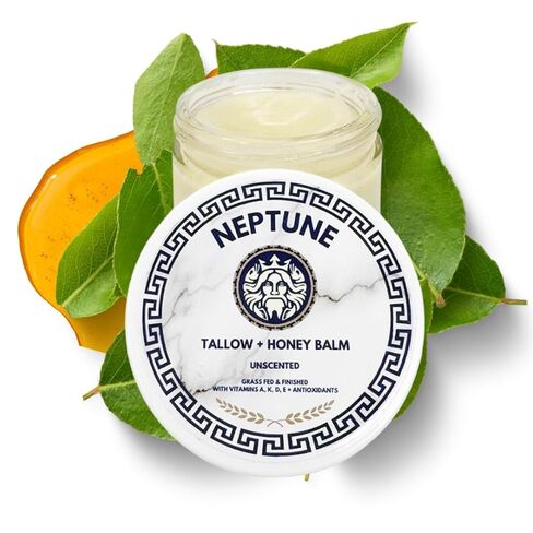 Tallow and Manuka Honey Balm, 2 oz, Unscented, Grass Fed Grass Finished, Face Cream, Body, Lotion, and Lip Balm in Kuwait