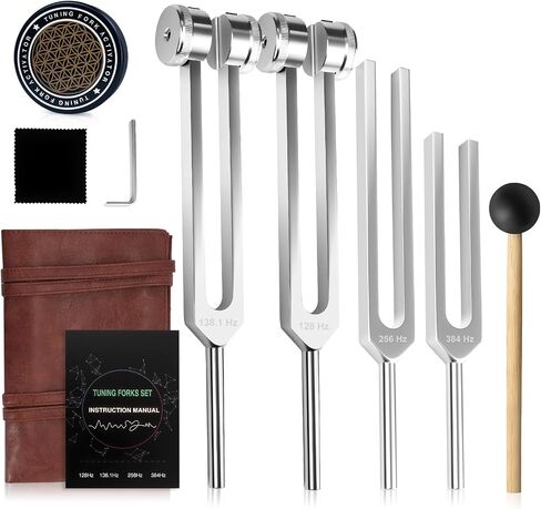 Tuning Forks for Healing Set – 128Hz 136.1Hz 256Hz 384Hz Weighted & Unweighted Resonance Sound Therapy Tuning Fork Set, Healing Instruments for Meditation Yoga Chakra Balance in Saudi Arabia