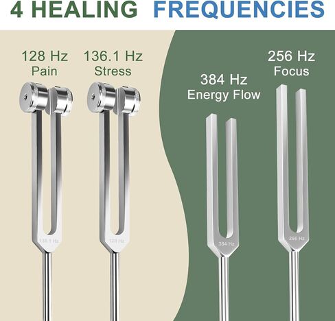Tuning Forks for Healing Set – 128Hz 136.1Hz 256Hz 384Hz Weighted & Unweighted Resonance Sound Therapy Tuning Fork Set, Healing Instruments for Meditation Yoga Chakra Balance in Saudi Arabia