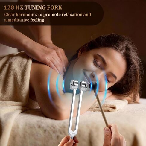 Tuning Forks for Healing Set - 128Hz 136.1Hz 256Hz 384Hz 432Hz, Weighted & Unweighted Tuning Forks with Vegan Leather Pouch & Activator, 128 Hz Tuning Fork for Chakra, Yoga, Meditation & Gift in Kuwait
