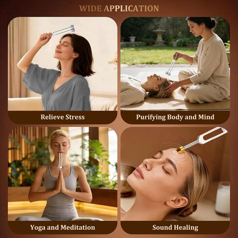 Tuning Forks for Healing Set - 128Hz 136.1Hz 256Hz 384Hz 432Hz, Weighted & Unweighted Tuning Forks with Vegan Leather Pouch & Activator, 128 Hz Tuning Fork for Chakra, Yoga, Meditation & Gift in Kuwait