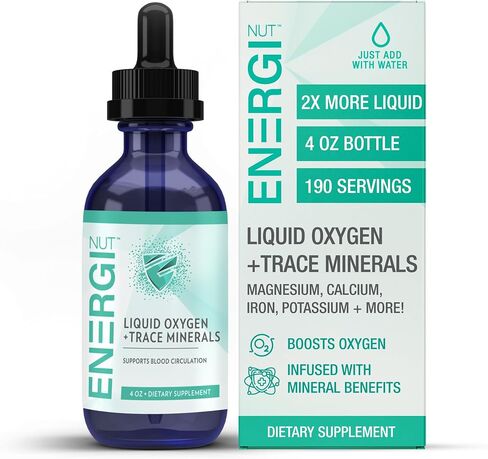 ENERGI Liquid Oxygen + Trace Minerals Drops, Fulvic Acid Ionic Complex with Stabilized Diatomic Oxygen, Daily Hydration & Athletic Performance, Supports Blood Circulation, 4oz, 190 Servings in Saudi Arabia