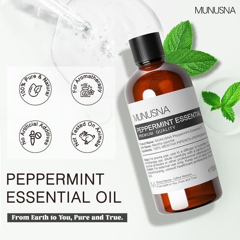 زيت النعناع العطري، زيت النعناع النقي والطبيعي 100%، 100 مل، زيت عطري عالي الجودة للعناية بالبشرة والجسم والشعر، والهواء المنعش، والمزاج، والناشر، والتدليك، وصناعة الصابون والشموع in Kuwait