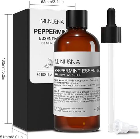 زيت النعناع العطري، زيت النعناع النقي والطبيعي 100%، 100 مل، زيت عطري عالي الجودة للعناية بالبشرة والجسم والشعر، والهواء المنعش، والمزاج، والناشر، والتدليك، وصناعة الصابون والشموع in Kuwait