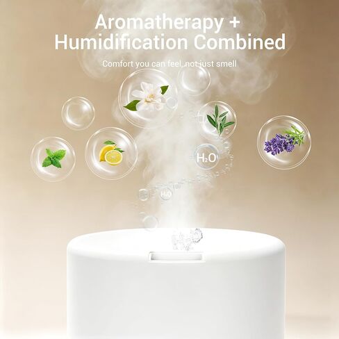 ASAKUKI Essential Oil Diffuser for Home, 300 ml Humidifier with Automatic Shut-Off, Quiet Aromatherapy Diffuser with 7 LED Lights for Living Room, Kitchen, Bedroom, Hotel - Light Brown in Saudi Arabia