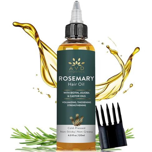 AVD ORGANICS Rosemary Oil for Hair Growth & scalp | Infused with Boitin | Hair Stregthening Nourishing and Volumizing | infused with Jojoba & Castor Oil | NON - GMO 120ml in Saudi Arabia