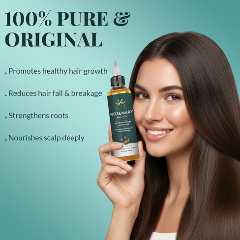 AVD ORGANICS Rosemary Oil for Hair Growth & scalp | Infused with Boitin | Hair Stregthening Nourishing and Volumizing | infused with Jojoba & Castor Oil | NON - GMO 120ml in Saudi Arabia