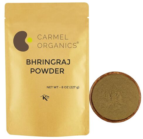 CARMEL ORGANICS Bhringraj Powder 8 Ounce | 100% Pure & Natural | Promotes Hair Growth & Strength | Ayurvedic Herbal Supplement | for Hair & Scalp Care | No Added Preservatives, Non-GMO in Saudi Arabia