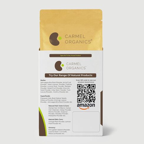 CARMEL ORGANICS Bhringraj Powder 8 Ounce | 100% Pure & Natural | Promotes Hair Growth & Strength | Ayurvedic Herbal Supplement | for Hair & Scalp Care | No Added Preservatives, Non-GMO in Saudi Arabia