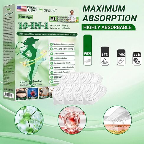 GFOUK Moringa Berberine X Nad Patches, 2026 New Professional Moringa 10-in-1 Nano Microdarts Patch, Natural Patches for Women and Men, Suitable for All Skin Types (3 Boxes) in Saudi Arabia