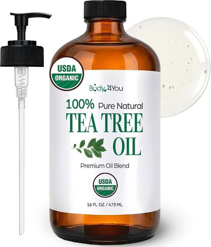 BodyJ4You Tea Tree Oil for Skin Hair - USDA Organic Essential Oils Pre-Diluted MCT - Melaleuca Face Scalp Nails Feet Toenail Cuticle - Pure Natural Topical Ready to Use Vegan Hexane Free - 2 Fl Oz in Kuwait