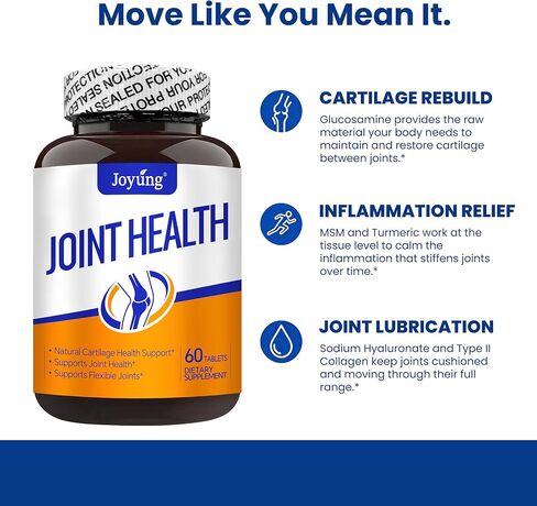 Joyung Joint Health Supplement with 1000mg Glucosamine & 500mg MSM - Advanced Cartilage & Bone Support - Includes Vitamin D3, Manganese & Eggshell Membrane - 60 Tablets in Kuwait