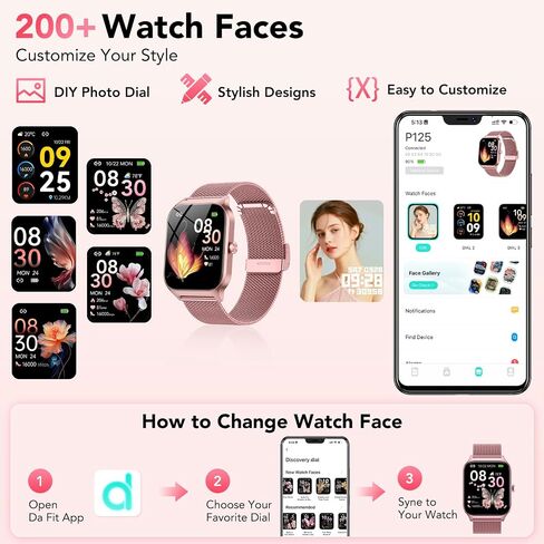 Smart Watch for Women with Bluetooth Calling, Fashion Fitness Tracker with 2 Bands, 1.85" HD Touch Screen, AI Voice Assistant, Heart Rate Sleep Monitor,120+ Sports Modes,Compatible with Android iPhone in Kuwait