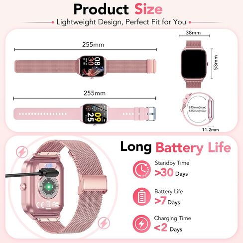 Smart Watch for Women with Bluetooth Calling, Fashion Fitness Tracker with 2 Bands, 1.85" HD Touch Screen, AI Voice Assistant, Heart Rate Sleep Monitor,120+ Sports Modes,Compatible with Android iPhone in Kuwait