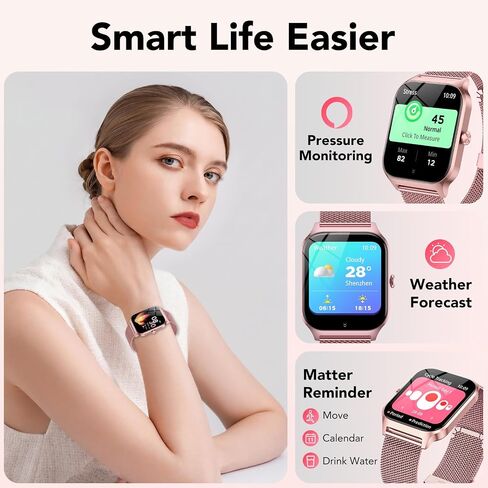 Smart Watch for Women with Bluetooth Calling, Fashion Fitness Tracker with 2 Bands, 1.85" HD Touch Screen, AI Voice Assistant, Heart Rate Sleep Monitor,120+ Sports Modes,Compatible with Android iPhone in Kuwait