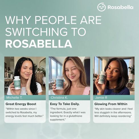 Rosabella Liposomal Glutathione 500mg – High Absorption Glutathione Supplement, Antioxidant Support, Cellular Health & Detox Support, 60 Capsules, 30 Day Supply, Daily Antioxidant Capsules in Saudi Arabia
