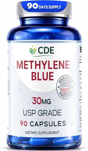 CDE Methylene Blue Capsules 30mg - Made in USA, 90 Days Supply - Pharmaceutical CDEMBC USP Grade, Third Party Lab Tested, Formaldehyde-Free, Non-GMO - Cellular & Cognitive Support in Saudi Arabia