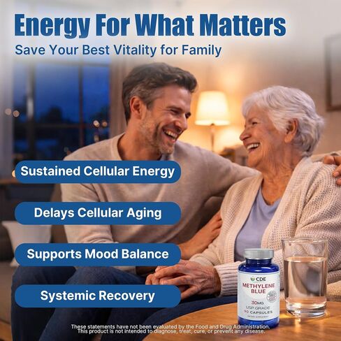 CDE Methylene Blue Capsules 30mg - Made in USA, 90 Days Supply - Pharmaceutical CDEMBC USP Grade, Third Party Lab Tested, Formaldehyde-Free, Non-GMO - Cellular & Cognitive Support in Saudi Arabia