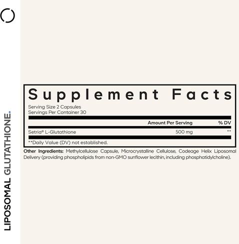 مكمل Codeage Liposomal Glutathione - نقي مخفض من Setria L-Glutathione، تسليم الجسيمات الدهنية، مركب الفوسفوليبيد - حبوب مسحوق الجلوتاثيون المغلفة - نباتي، غير معدل وراثيًا - 60 كبسولة in Kuwait