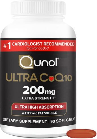 Qunol CoQ10 200mg Softgels, Ultra CoQ10 - Ultra High Absorption Coenzyme Q10 Supplements - Antioxidant Supplement for Vascular and Heart Health & Energy Production, 3 month supply, 90 Count in Saudi Arabia