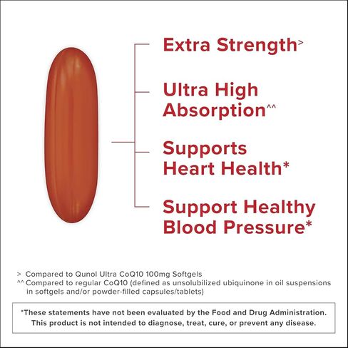 Qunol CoQ10 200mg Softgels, Ultra CoQ10 - Ultra High Absorption Coenzyme Q10 Supplements - Antioxidant Supplement for Vascular and Heart Health & Energy Production, 3 month supply, 90 Count in Saudi Arabia