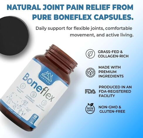 Lonvera Boneflex Glucosamine Chondroitin MSM Turmeric Joint Support Supplement with Grass Fed Bone Marrow and Collagen - Joint Supplements for Men and Women, 60 Capsules in Saudi Arabia