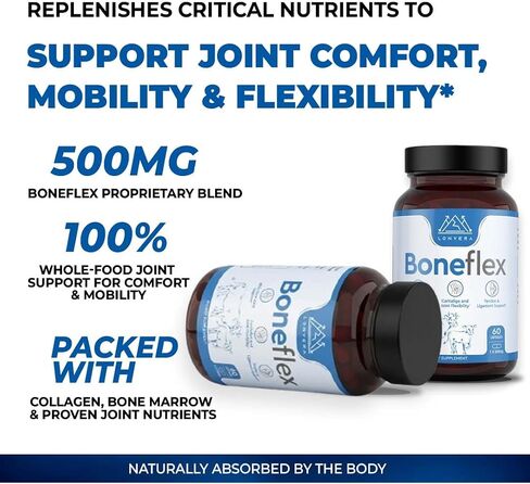 Lonvera Boneflex Glucosamine Chondroitin MSM Turmeric Joint Support Supplement with Grass Fed Bone Marrow and Collagen - Joint Supplements for Men and Women, 60 Capsules in Saudi Arabia