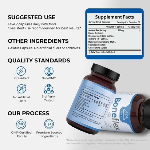 Lonvera Boneflex Glucosamine Chondroitin MSM Turmeric Joint Support Supplement with Grass Fed Bone Marrow and Collagen - Joint Supplements for Men and Women, 60 Capsules in Saudi Arabia