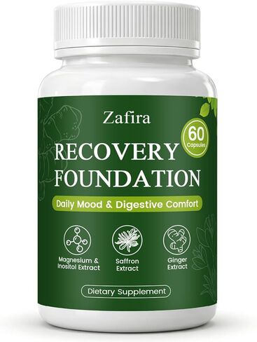 Zafira Recovery Foundation Capsules with Saffron Extract, Myo-Inositol, Magnesium & Ginger Extract for Mood Support, Energy & Focus, Digestive Comfort, Non-GMO, 60 Capsules in Kuwait