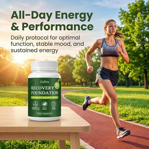Zafira Recovery Foundation Capsules with Saffron Extract, Myo-Inositol, Magnesium & Ginger Extract for Mood Support, Energy & Focus, Digestive Comfort, Non-GMO, 60 Capsules in Kuwait