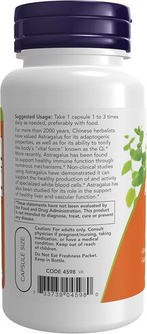 مكملات دعم المناعة من NOW Foods، مستخلص استراغالوس 500 ملغ (موحد إلى 70% من السكريات)، 90 كبسولة نباتية in Kuwait