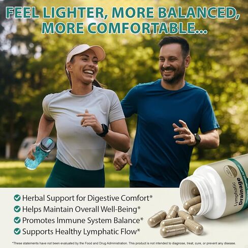 Lymphatic Drainage Supplements, Lymphatic Drainage Capsules for Immune Health & Fluid Balance – Natural Herbal with Echinacea, Dandelion & Burdock Root, Non-GMO, Vegan, Gluten Free - 120 Capsules in Saudi Arabia