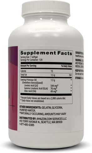 Amazon Basics Primrose Oil Women's Health Softgels, 1,300 mg, 120 Count in Kuwait