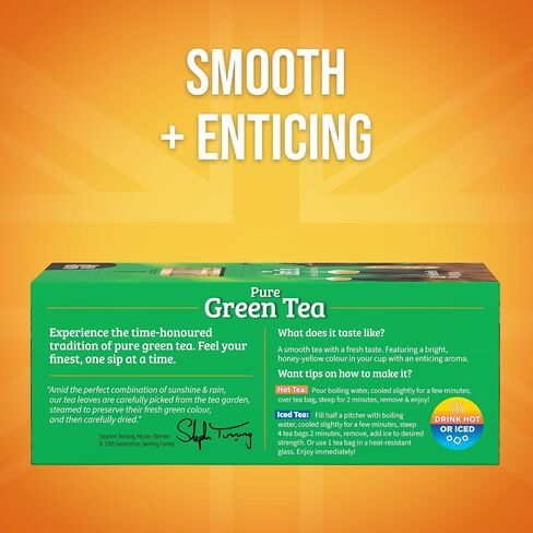Twinings Pure Green Tea Individually Wrapped Bags, 100 Count (Pack of 1), Smooth & Refreshing, Caffeinated, Enjoy Hot or Iced, 100 Teabags in Saudi Arabia