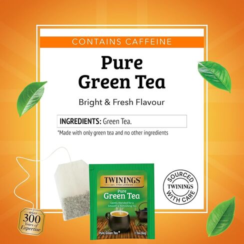 Twinings Pure Green Tea Individually Wrapped Bags, 100 Count (Pack of 1), Smooth & Refreshing, Caffeinated, Enjoy Hot or Iced, 100 Teabags in Saudi Arabia